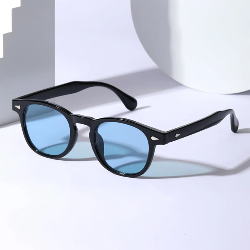 1pc Retro Classic Diamond-Shaped Accessories Arrow-Decorated Women's Fashion Sunglasses in Black Marble Color, Blue-Gray for Summer and All Sea
