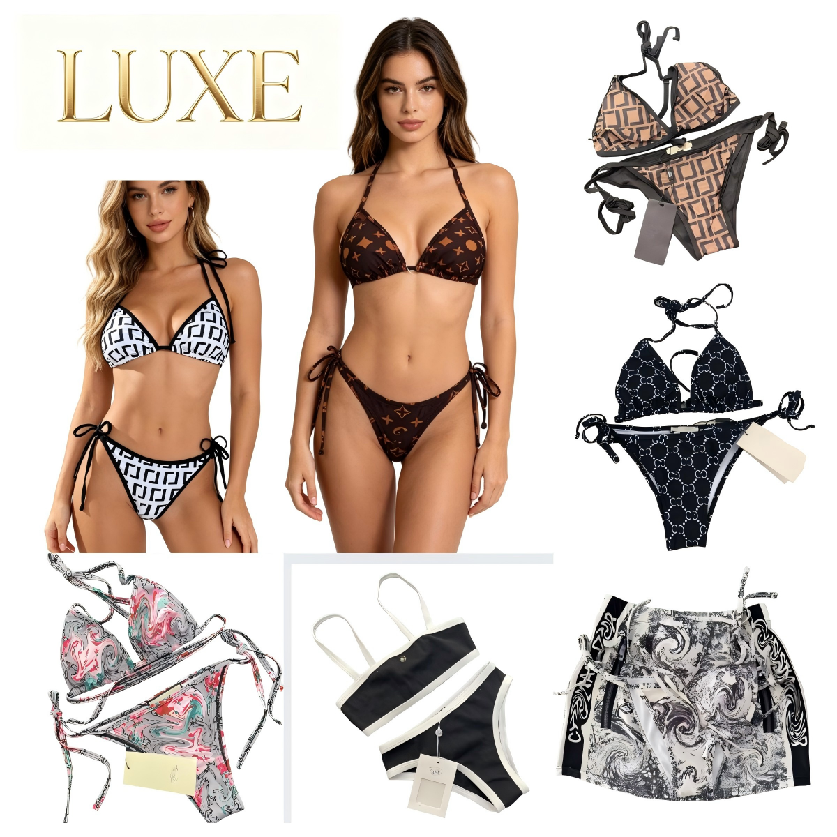 Swimwear Designer Women Bikini Set Sexy Triangle Swimwear Push Up Swimsuit Printed Two Piece Bathing Suit Summer Beach Wear Halter Bikini Set Lux-image-1104347882