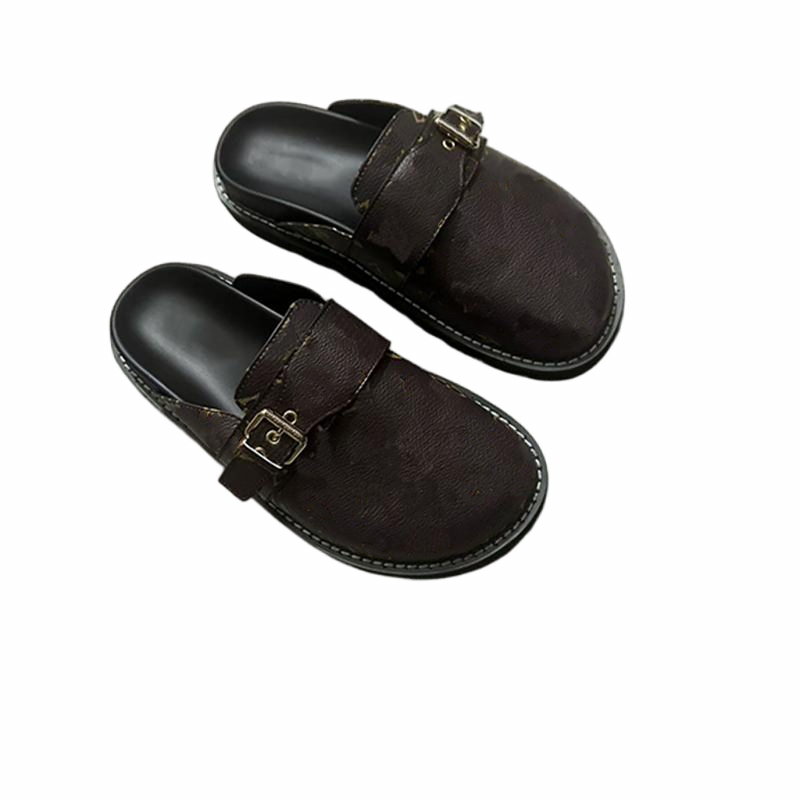 Spring and summer couple style Baotou imported high-end cowhide flat slippers trendy men have created this casual business style flat slipper with b