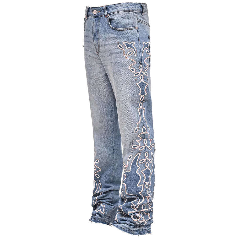 Designer 2026 Autumn New Gradient Wide-leg Unisex Jeans Fashion Hot-selling Embroidered Men's Luxury Straight-leg Pants Free Shipping