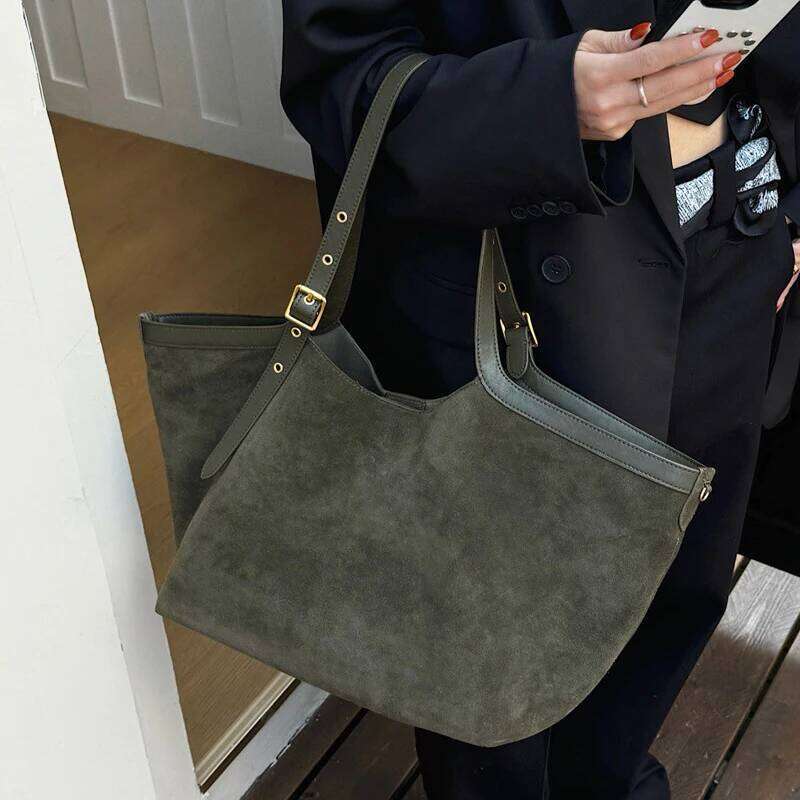 Custom Initials Leather Tote Bags For Women Luxury Designer Handbag And Purses New In Suede Cowhide Large Capacity Shoulder Suotong26506