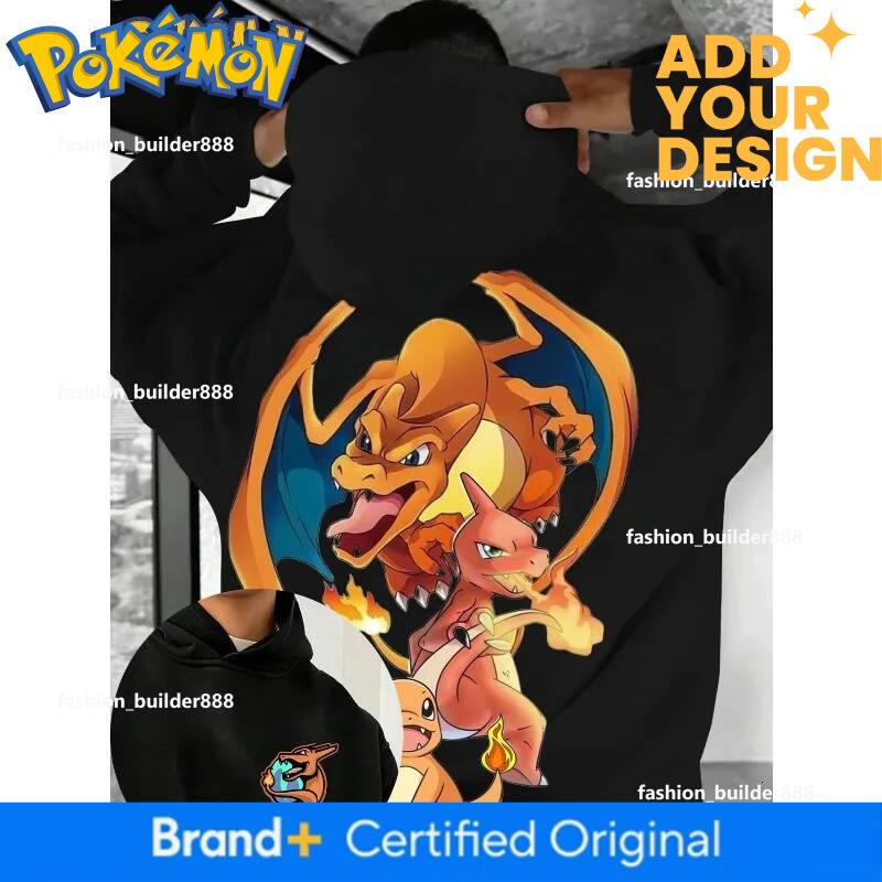 Pokemon Game Charizard Autumn Winter New Q Version Printed Hoodie Men's And Women's P1 Original Trend Loose Casual Sweater Top