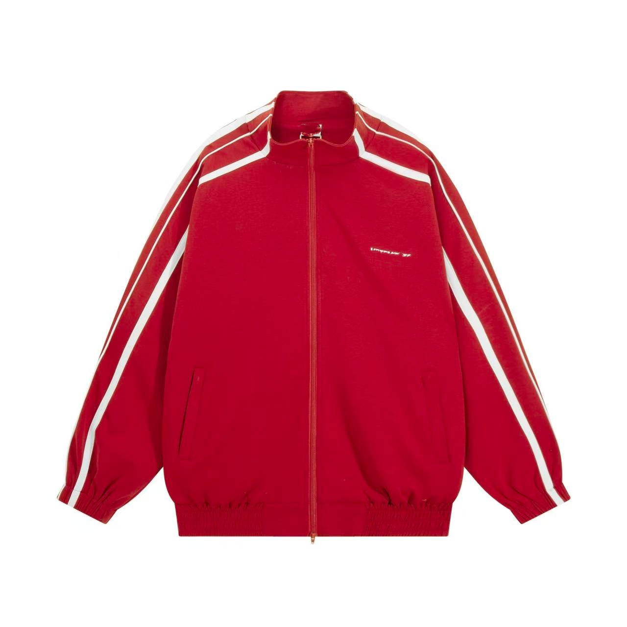 V classique nouveau Logo brodé fermeture éclair Air coton Double couche ample décontracté col montant ensemble de veste