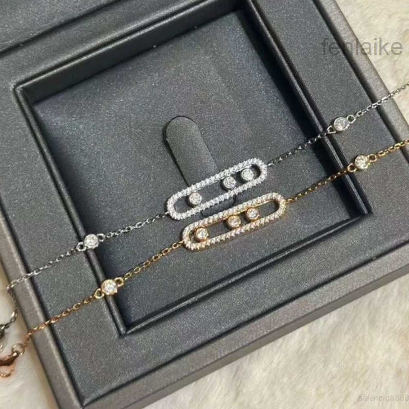 Luxury Jewelry 18k Gold Hand Chain designer bracelet Charm Three Diamond Sliding Dynamic Full Hollow Bracelets paper clip for Women Fashion wholesal