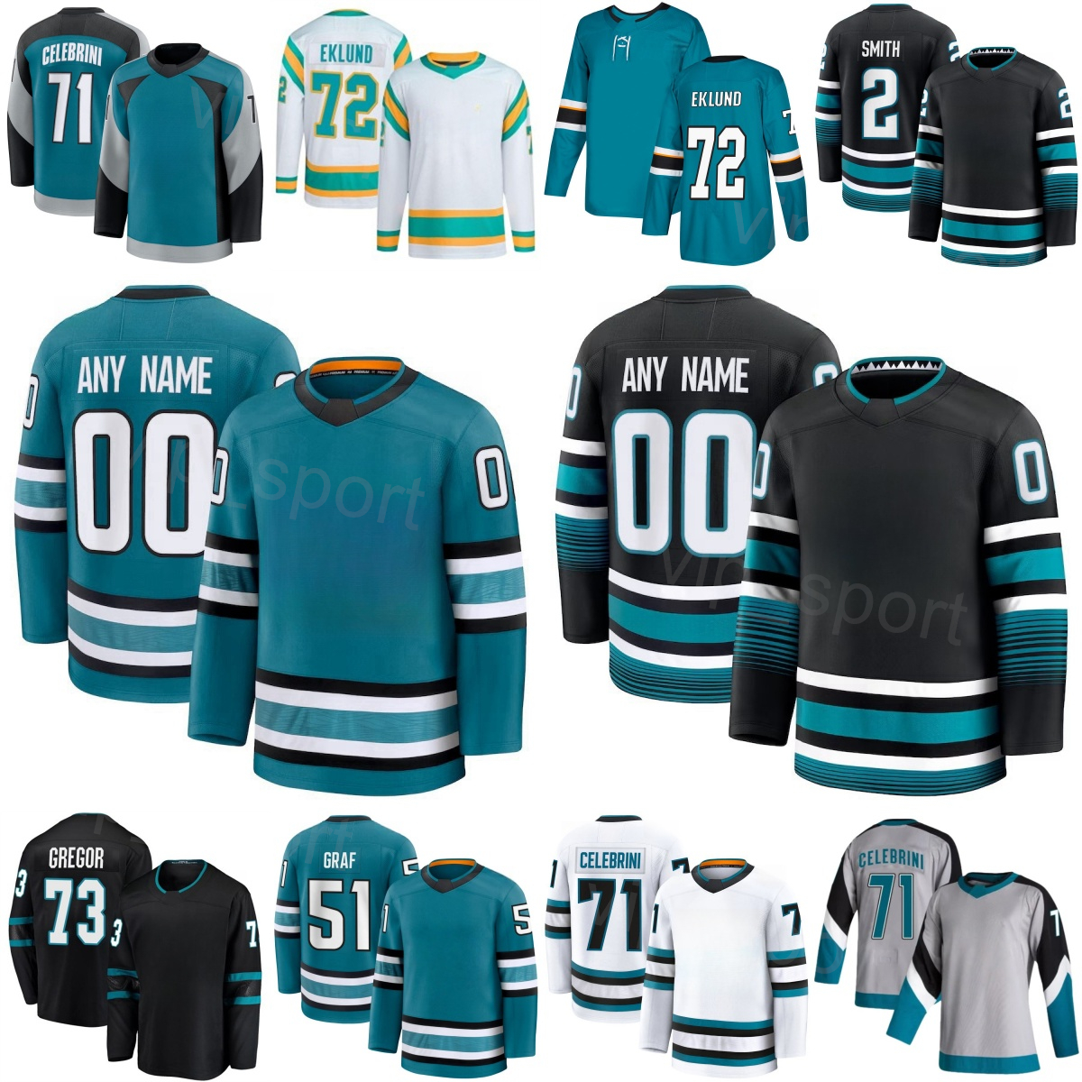 2026-2027 Man Hockey 2 Will Smith Jersey Kid Women 21 Alexander Wennberg 72 William Eklund 73 Tyler Toffoli 51 Collin Graf 71 Macklin Celebrini A-image-755085414