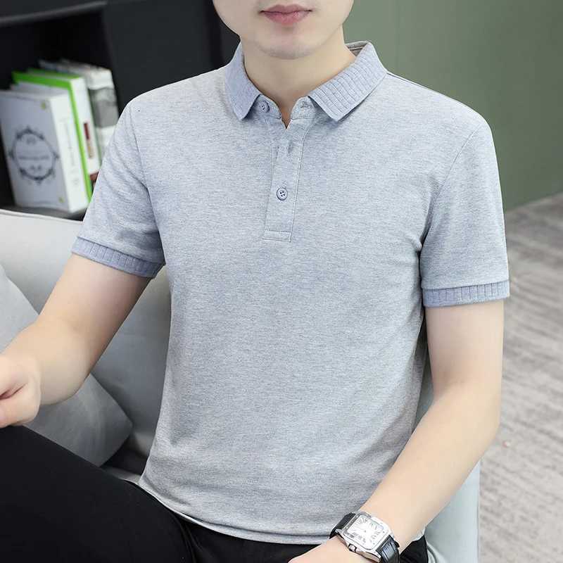 2026 Summer New Arrival Mens Ribbed Collar Shirt Business Casual Slim Fit Breathable Soft Short Sleeve Top Tee H260507