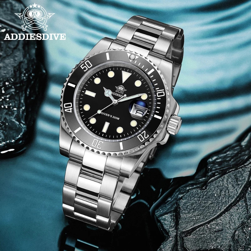ADDIESDIVE Stainless Steel Watch Mens European and American Business Leisure Quartz Watch Waterproof Outdoor Sports Watch 260507