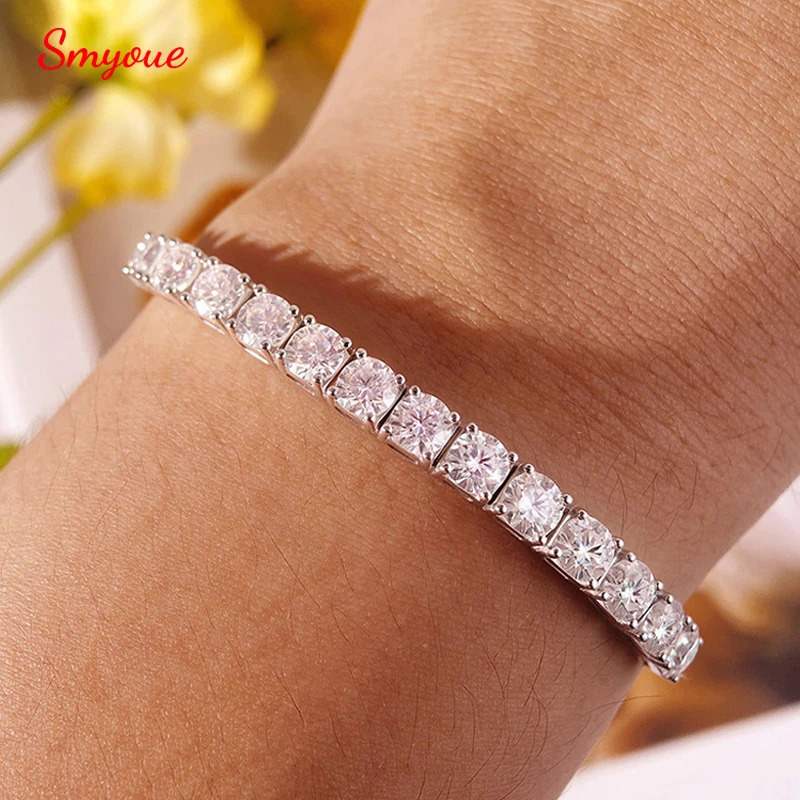 Smyoue 3/4/5mm Adjustable Tennis Bracelet for Women Men D Vvs1 Round Gems Lab Diamond Chain S925 Sterling Silver 260430