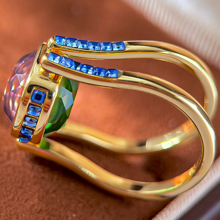 Ring Ring Women Colorful Gemstone Candy Cushion Cut Diamond Double Sided Bright Rings Luxury Jewlery Designer for Women Elegant Statement Gift Pr-image-1104927507