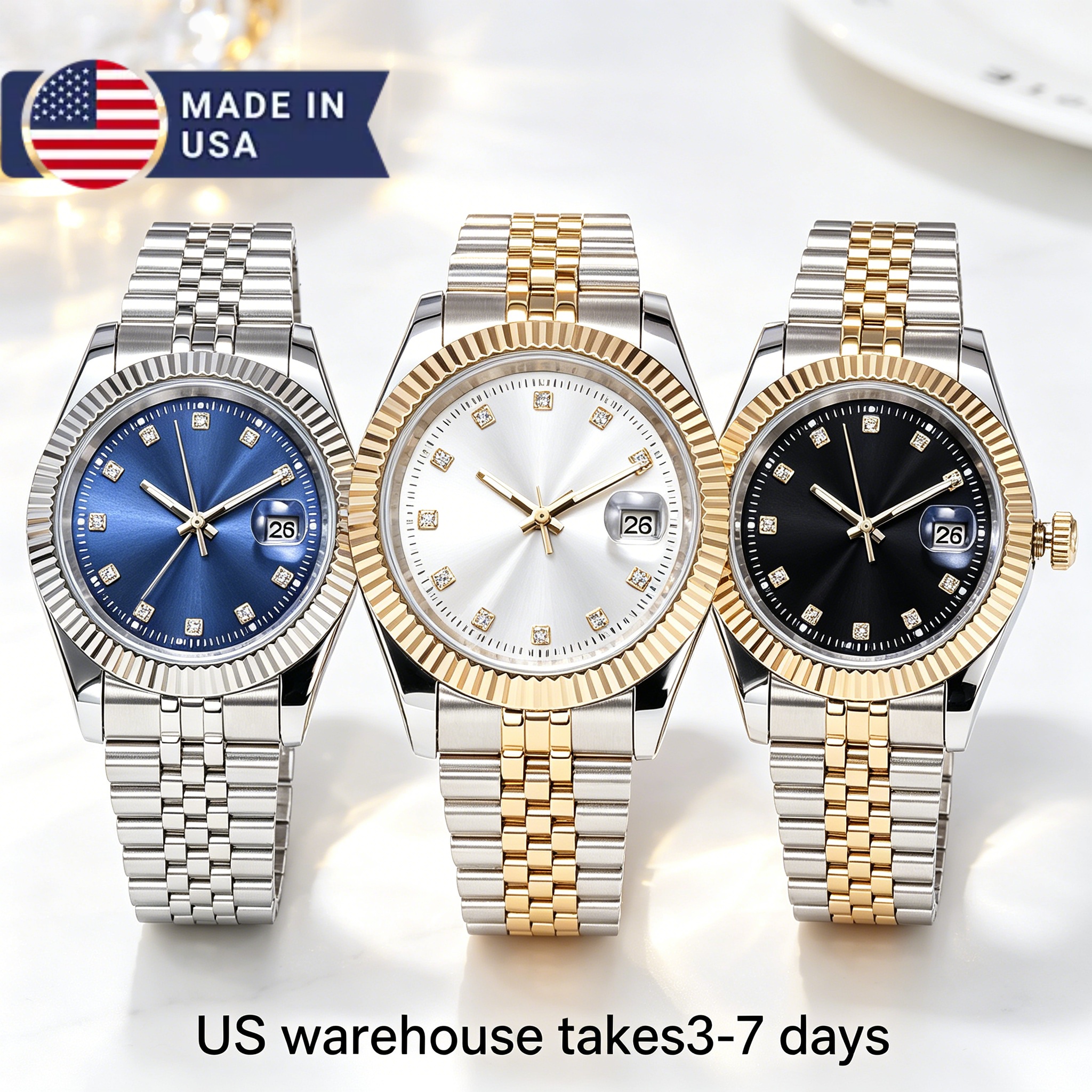 men's automatic mechanical watch with silver strap sapphire Glass waterproof timepiece-image-733520432