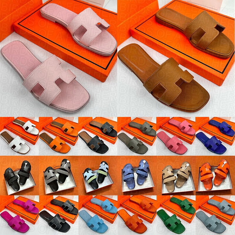 free shipping with box designer sandals women slides slippers triple black white brown red pink blue green ladies sandal leather slipper womens s-image-952346475