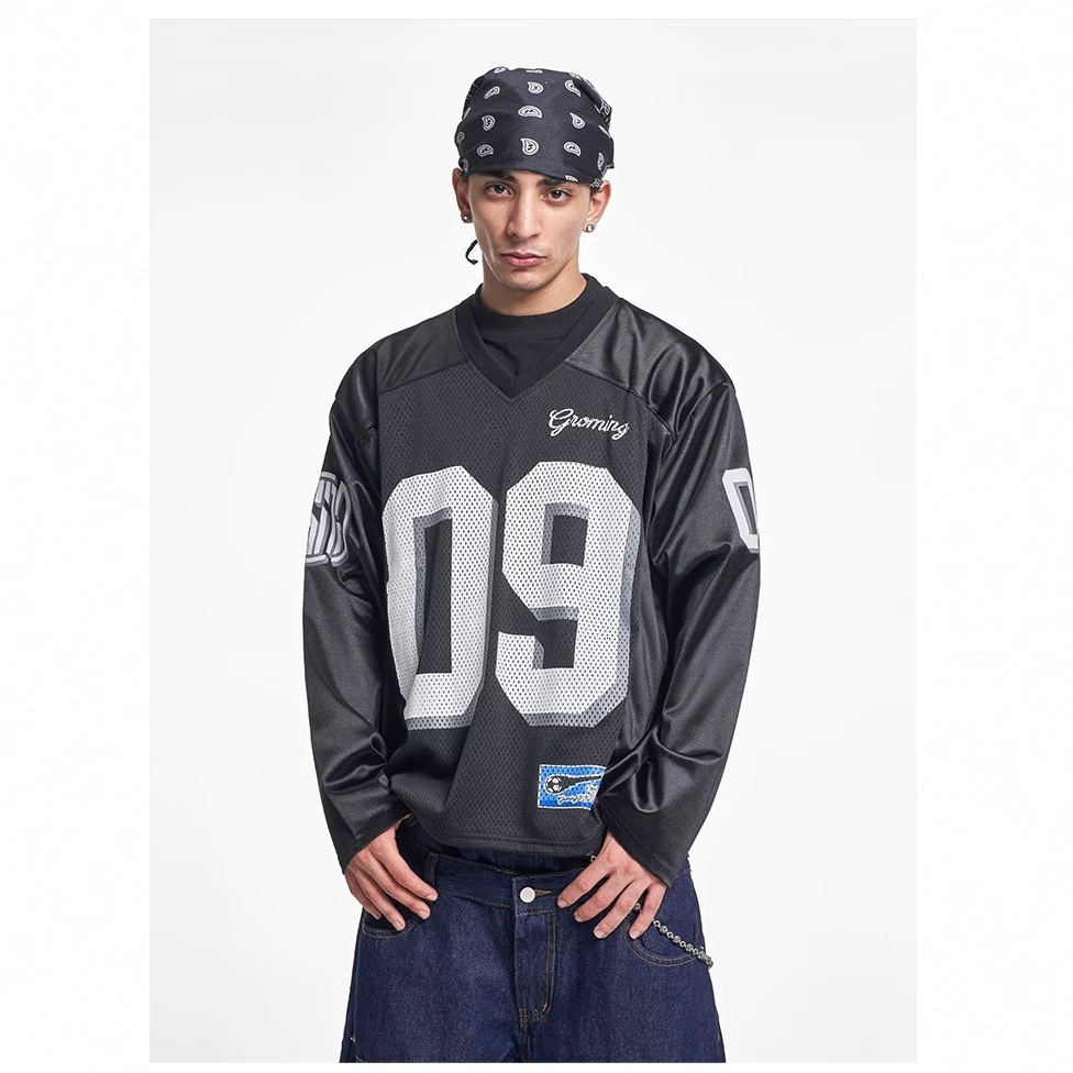 Trendy POLO Sports Designer T-shirt Jersey Retro Hoodie T-shirt For Men Autumn New Loose American Style Rugby Long Sleeve Top