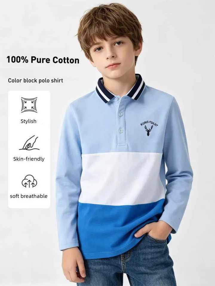 KidsPurple Cotton Long Sleeve T-shirt Spring Autumn Korean Fashion Square Collar Polo Shirt for Teenage Boys Casual gfmy202211T260507