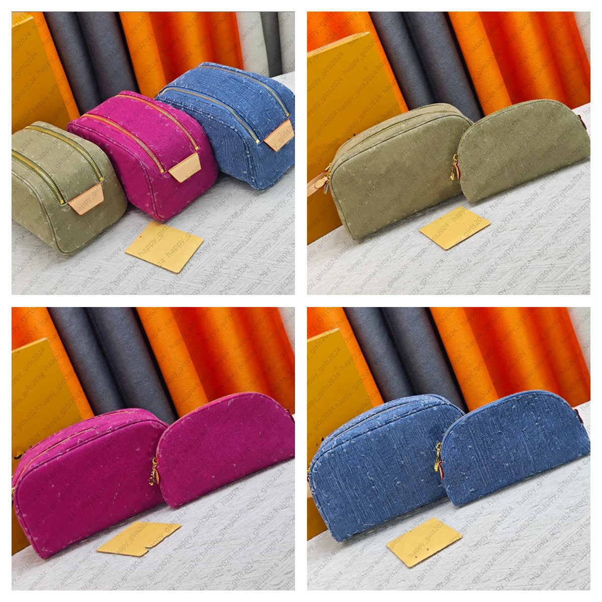 Designer bag luxury denim Make up Cases bag Dopp Kit Toilet Pouch handbag Pink Cosmetic Bags Shoulder Crossbody Leather Zipper Cosmetic Bag Women Pu