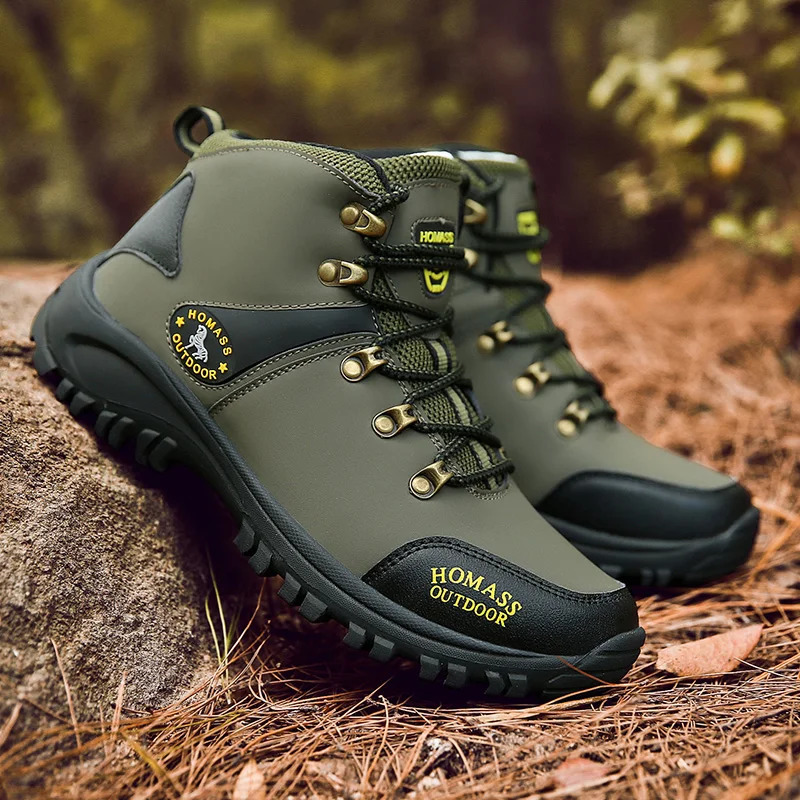 Mens Mountaineering Shoes Spring Mid Top Hiking Anti Slip Wear Resistant Grip Outdoor Off Road Camping Mountain Sports Shoes 260507