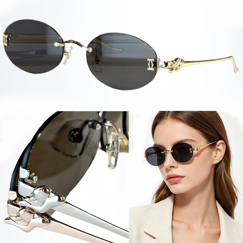 Luxury Sunglasses Women Designer CT0653 Internet Celebrity Same Style Fashion Oval Metal Frame Sunglasses Womens Travel Anti Radiation Glasses UV400