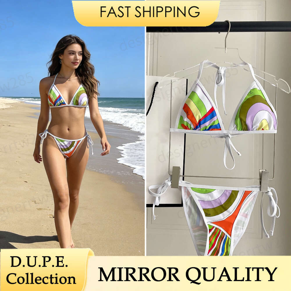 puccily swimsuits designer Luxury Swimsuit Women Abstract Pattern Beachwear Style Triangle Top Tie Side Bottoms Top Quality Monokini-image-1104995813