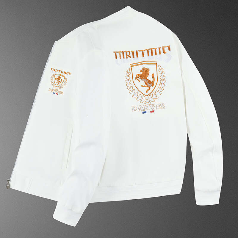 Luxury Trendy Brand White Heavy-Duty Warhorse Embroidered Jacket, Clothing, European Style, Korean Version, High-End Men's Top