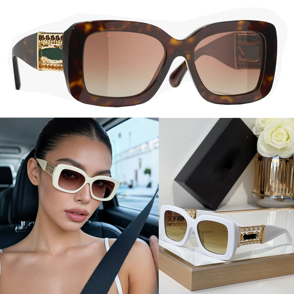 RECTANGLE SUNGLASSES luxury womens designer sunglasses 5535Q fashion leopard print tortoiseshell frame 26ss new glasses hollow out chain leather tem