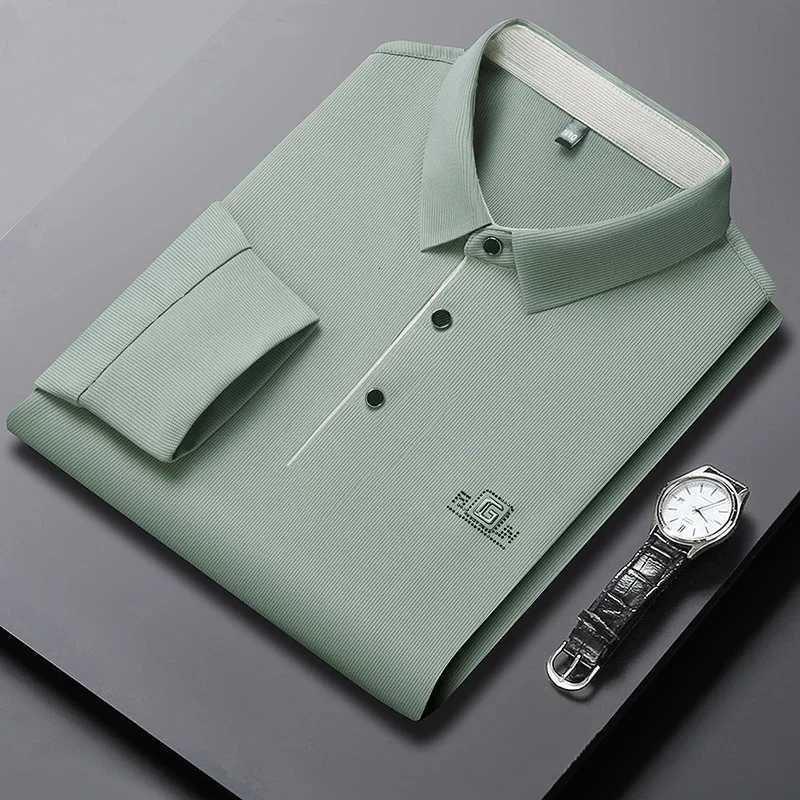 New Mens Business Casual Long Sleeved Shirt with Badge Solid Color Shirt Fashionable Breathable Comfortable Versatile Top H260507