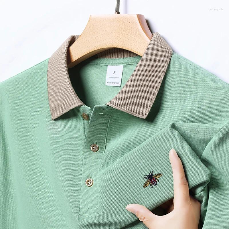 Men's Polos Summer Ten Thousand Needles Embroidered Classic Collar Cool Slimming Cut Business And Leisure Breathable Polo Shirt