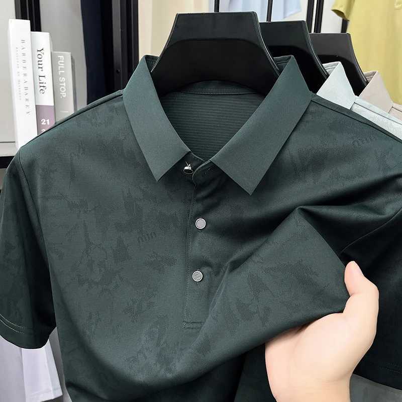 2026 Summer Old Money Style Mens Shirt Jacquard Pattern Ice Silk Silky Smooth Breathable Office Commute Short Sleeve Top H260507