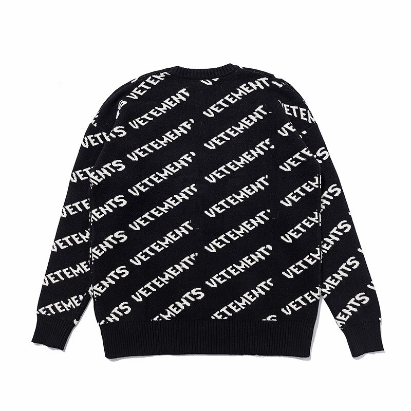 Vetement Sweaters Mens Designer Pullover VTM Full Print Letter Y2k Harajuku Loose Sweater Round Neck Unisex Casual Trendy Brand Vetmen Sweater 497