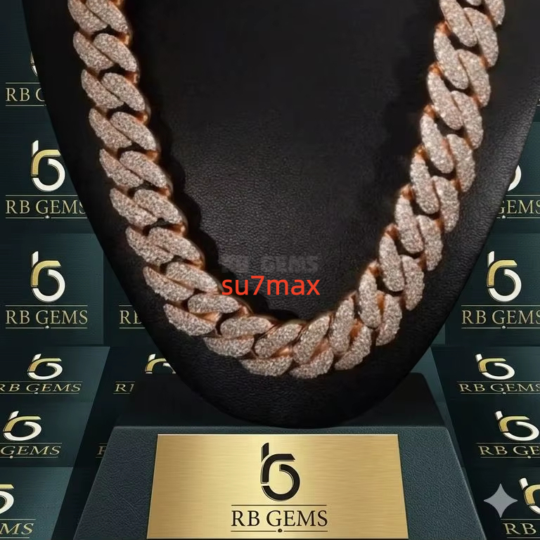 Custom 500 Grams Solid 925 Silver Rope Link Chain Big Rappers Hip Hop Iced-Out Style VVS Moissanite Diamond Rose Gold Plated