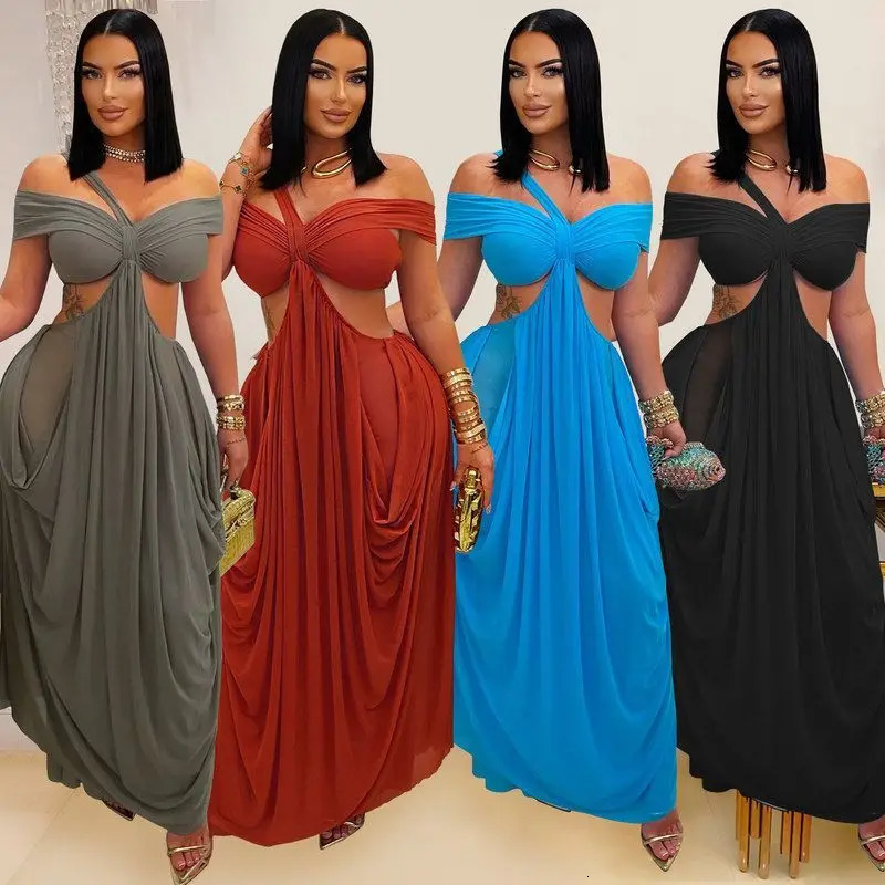 Sexy Mesh See-through Bustier Dress Fashionable Womens Clothing Sleeveless Polyester Blend Bodycon Gown for Mid-aged Women 260507