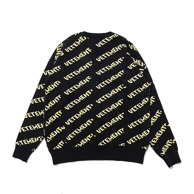 Vetement Sweaters Mens Designer Pullover VTM Full Print Letter Y2k Harajuku Loose Sweater Round Neck Unisex Casual Trendy Brand Vetmen Sweater C99