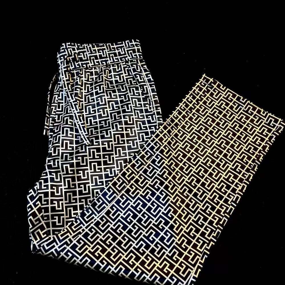New DesignTrendy Printed Men 's Casual Summer Thin High-End Ice Silk Quick-Dry Straight Pants, Light Luxury With A Nice Drape, Versatile Trouse