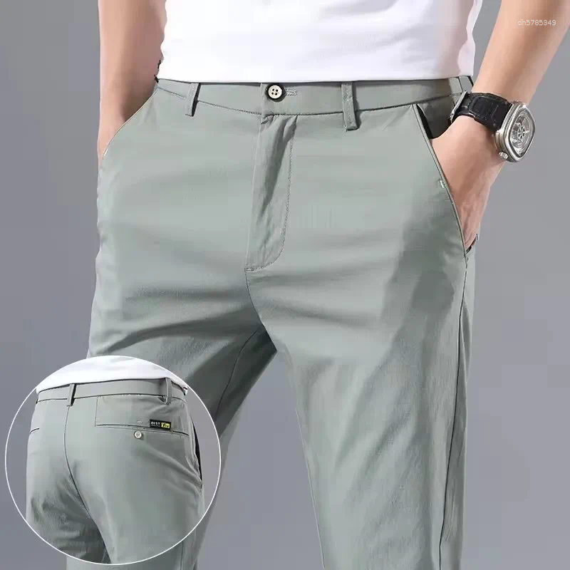 Men's Pants 2026 Spring Autumn Thin Slim Men Casual Classic Business Cotton Stretch Golf Trousers Korean Fashion Male Clothing-image-1104903100