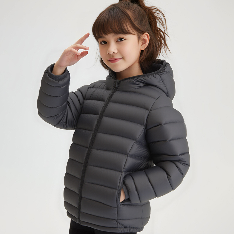 Kids Autumn Winter Quilted Lightweight Puffer Jacket, Hooded Warm Slim Cotton Coat, 3-Proof Windproof Waterproof Stain Resistant Outerwear