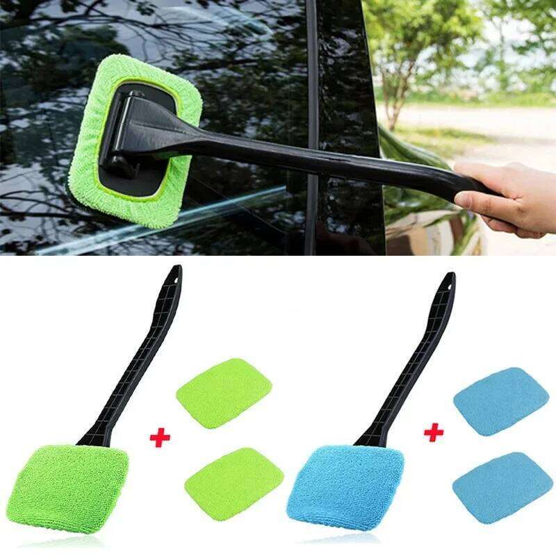Car Window Cleaner Towel Kit Cleaning Tool Cars Accessories Tools Long Handle Wash Brush Auto Glass Wiper