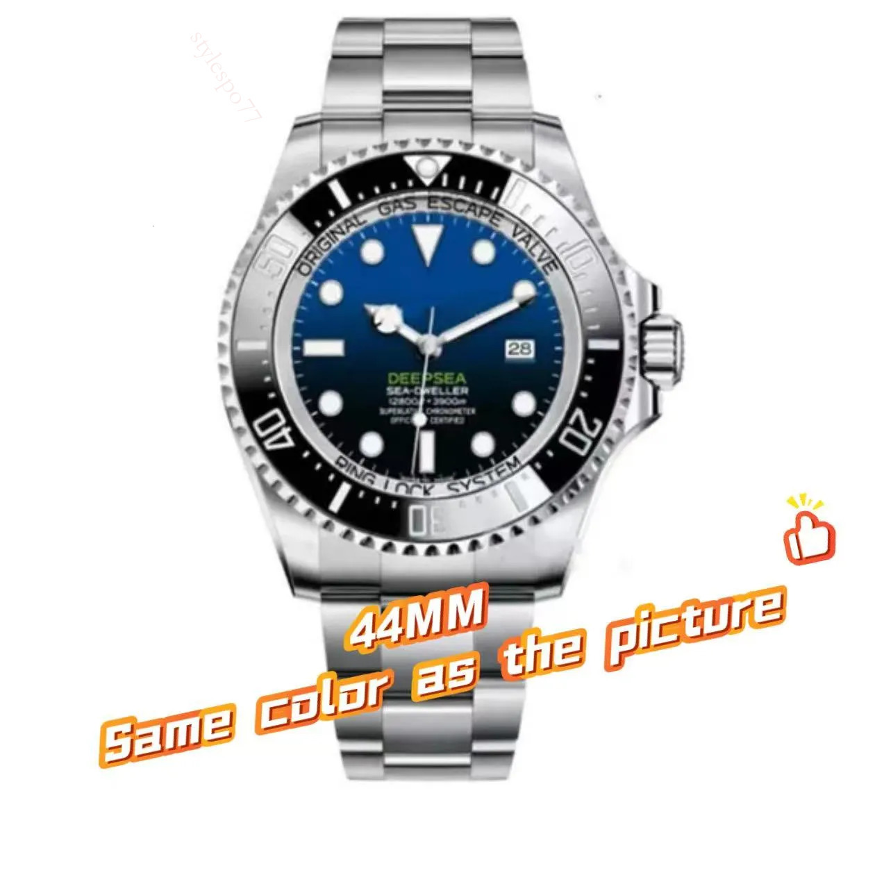Mens 2813 automatic movement 44MM luxury seadweller Male Single calendar watches men designer waterproof stainless steel strap mechanical watch wit