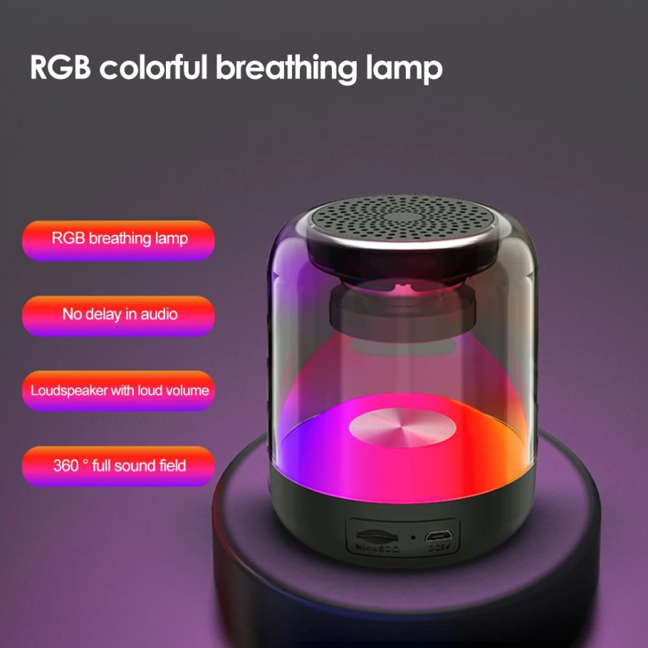Internet celebrity rainbow colored glass Bluetooth speaker can be plugged into TF card for playback, supports mobile Bluetooth hands-free calling-image-1104934044