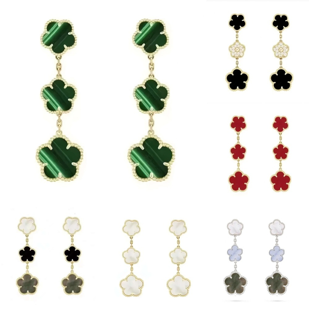 diamond earrings designer jewelry women clover earrings 18k gold earring stainless steel jewlery Vintage flower clip ons earing luxury designer e-image-1104964383