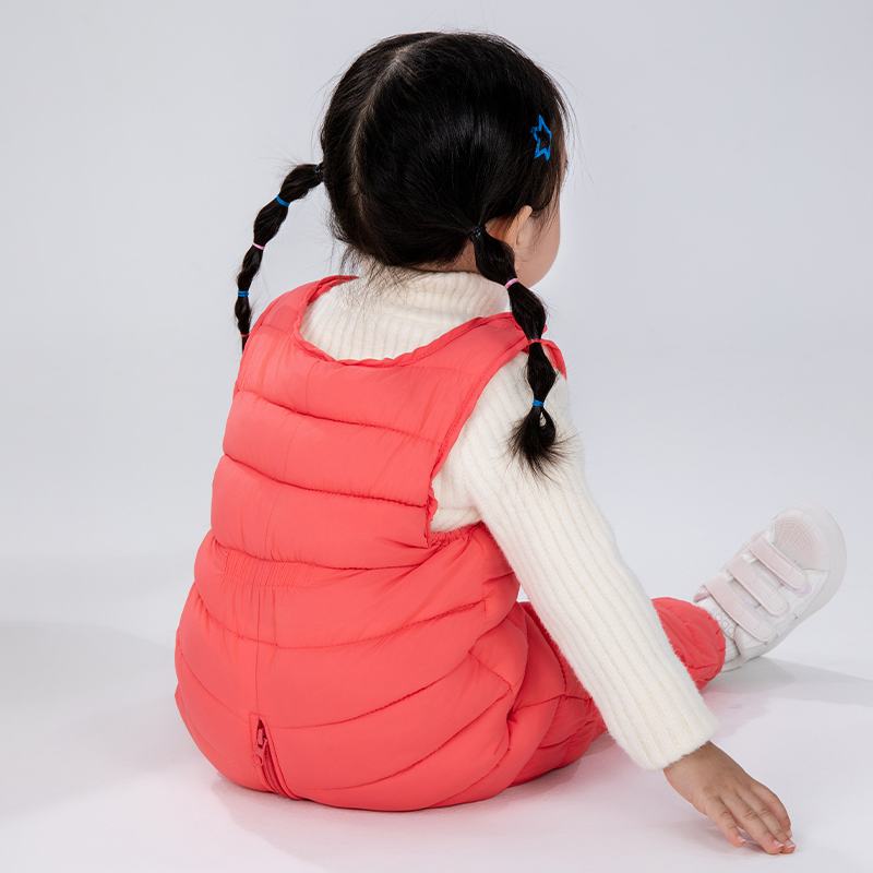 Autumn Winter Quilted Ribbed Hooded Cotton Jumpsuit for Infant Toddler, 3-Proof Windproof Waterproof Stain Resistant Fleece Lined Thick Warm Outerwe
