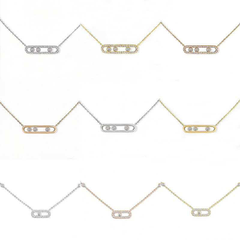 Marque Meisiks collier classique coulissant diamant pendentif collier de haute qualité en acier titane 316L bijoux de créateur pour les femmes