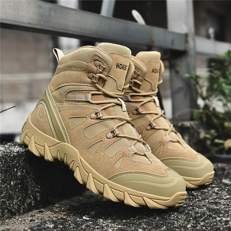 High Quality Hiking Shoes for Men Leather Waterproof Climbing Hunting Sneakers Non-slip Outdoor Desert Combat Training Boots 260507