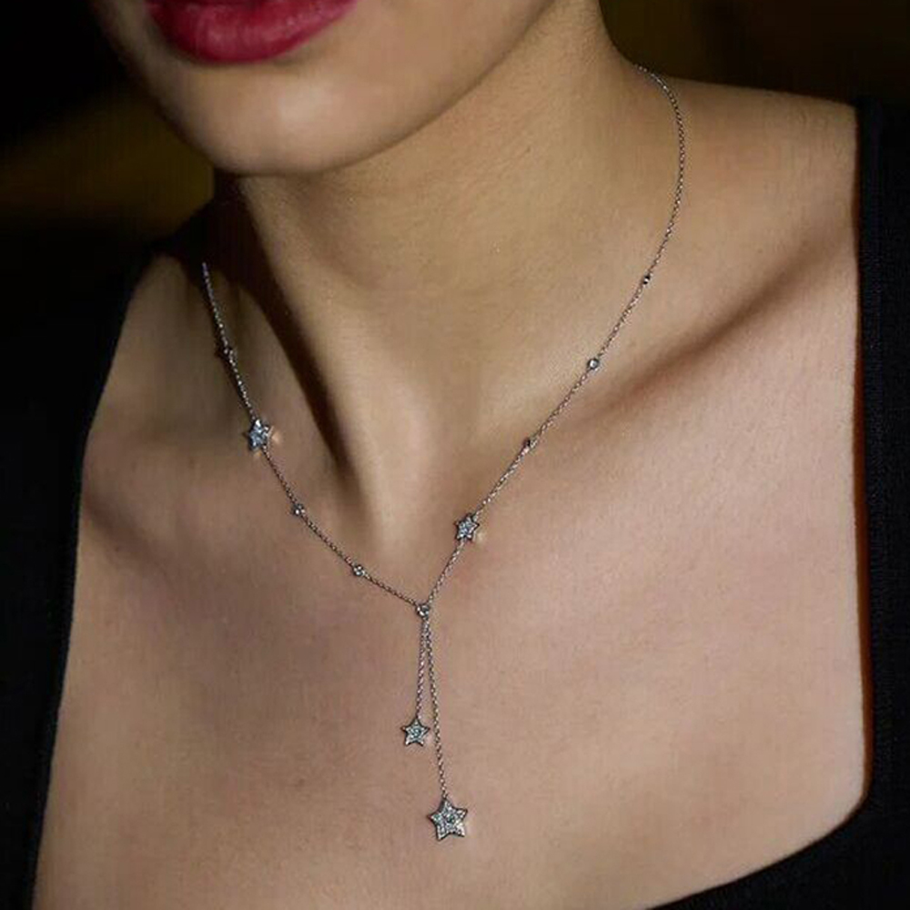 2026 New Micro Pave Zircon Bezel CZ Star Charm Choker Necklace Link Chain For Women High Quality Luxury Jewelry Gift