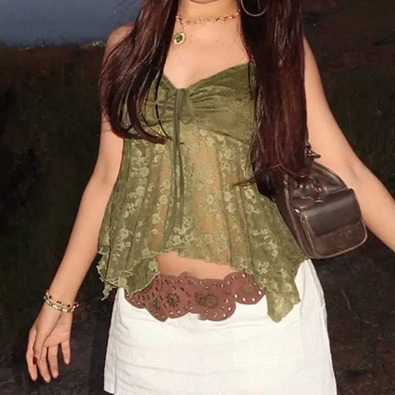 2026 New Arrival Women Fashion Sexy Spicy Green Cami Top Off Shoulder Slim Fit Stylish Streetwear Trendy Sleeveless VestT2600507