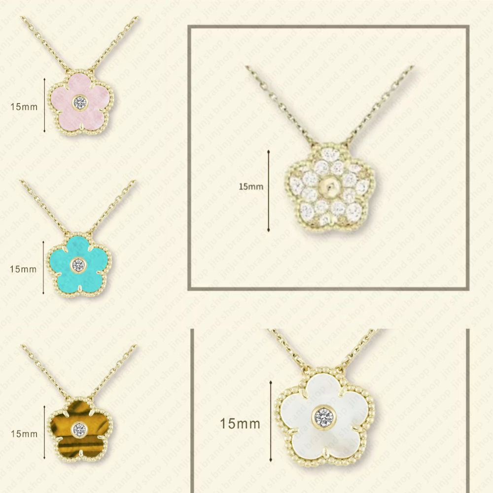 luxury diamond necklace designer jewelry necklace designer for women Japan and Korean Style pendant necklaces fashion 15mm gold leaf clover neckl-image-1104945653