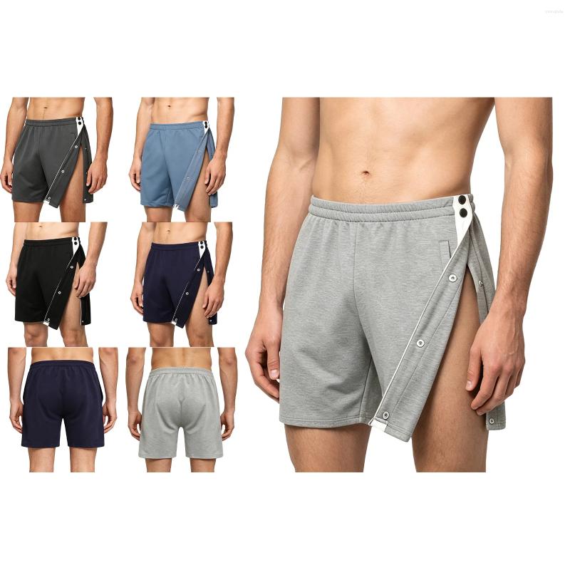 Men's Shorts Mens Special Needs Adaptive Clothing Tear-away Athletic Sides Pressing Buttons Easy-to-wear Elastic Waistband