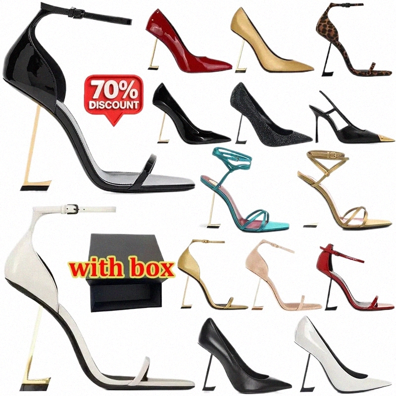 free shipping with box designer high heels women stylish Dress Shoes patent leather suede sandals open Pointed toe Party Wedding Office black gold P