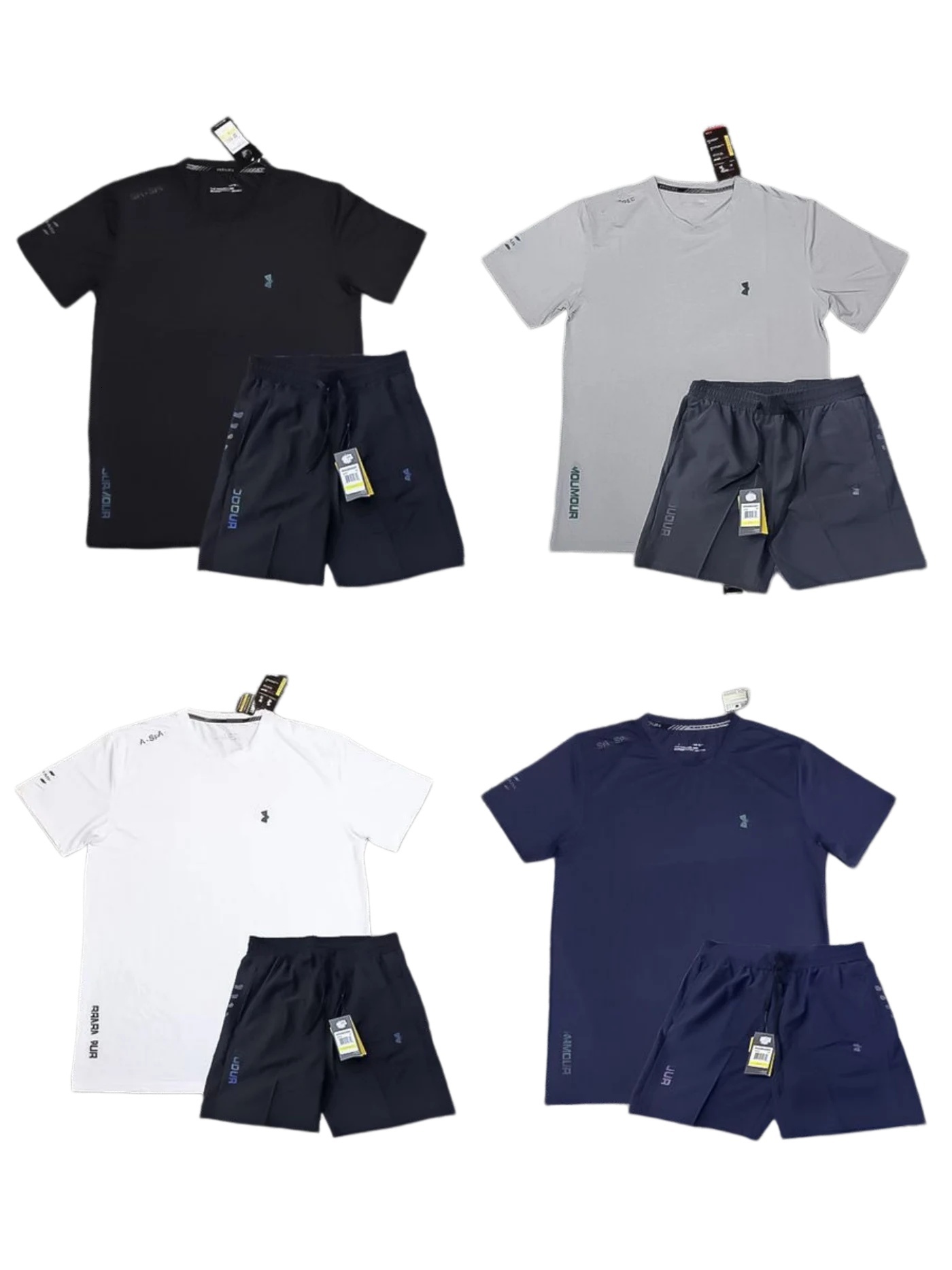 2026 Designer anderarmou Men Set Ice Silk Quick Dry T shirt Five Point Shorts Breathable Tech Fleece Yoga Fitness Running Casual Sportswear f5