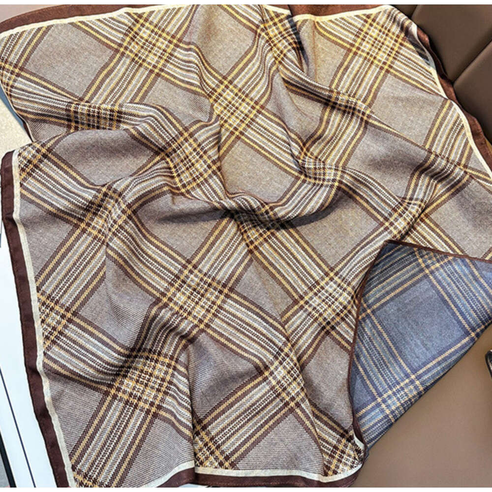 Simple Retro Double-Sided Herringbone Pattern Cotton-Linen Feel Silk For Women, Printed Square Travel Beach Scarf, Sun Protection Neck Scarf Liuyuem