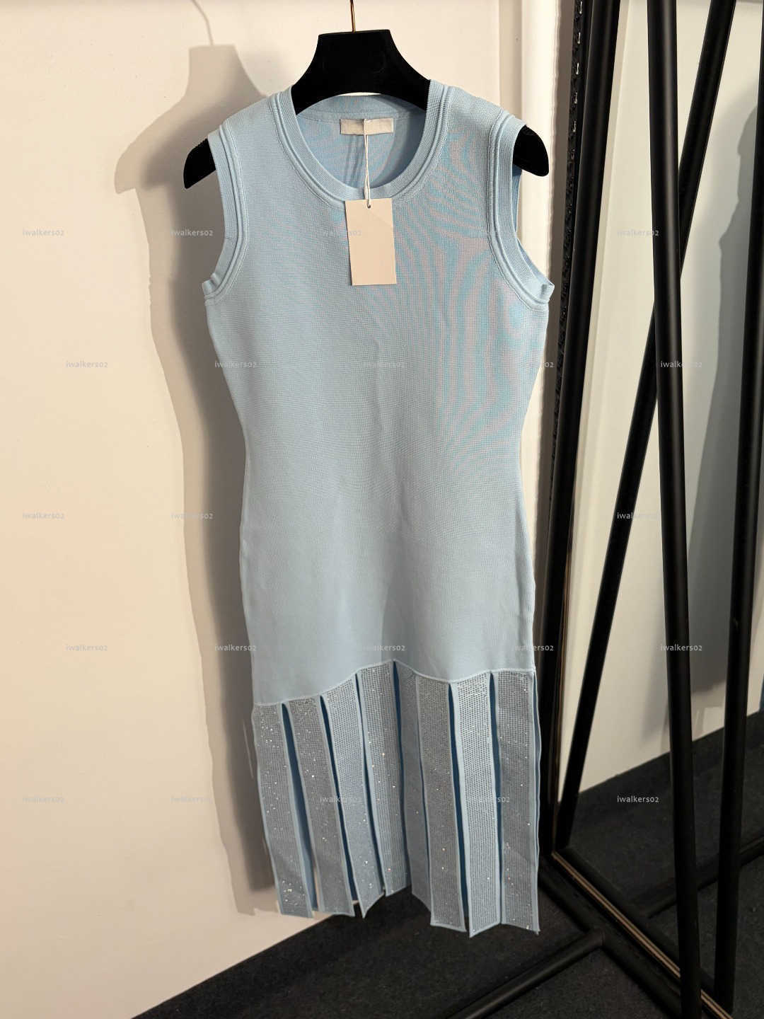 Classics round neck women dress Summer lady dresses women designer clothes tassel waist cinched knit vest skirt A1159X01N101-image-1104986432