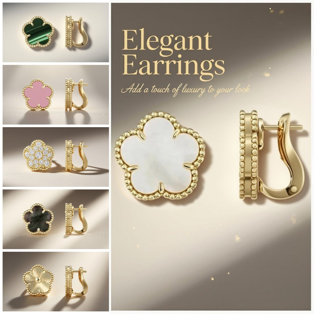 luxury earrings jewlery designer for women earrings clover earrings Lolita Style elegant flower earrings exquisite 18K Gold earring stainless ste-image-1104967212
