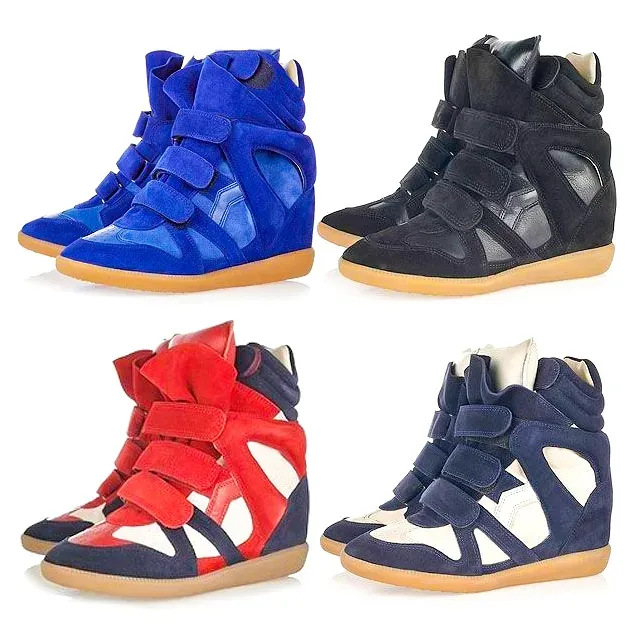 Women Designer Shoes Retro Women's Hidden Wedge High Top Suede Sneakers Sneaker Lace Up Casual Ankle Boots Multi Color Streetwear Ladies Platfo